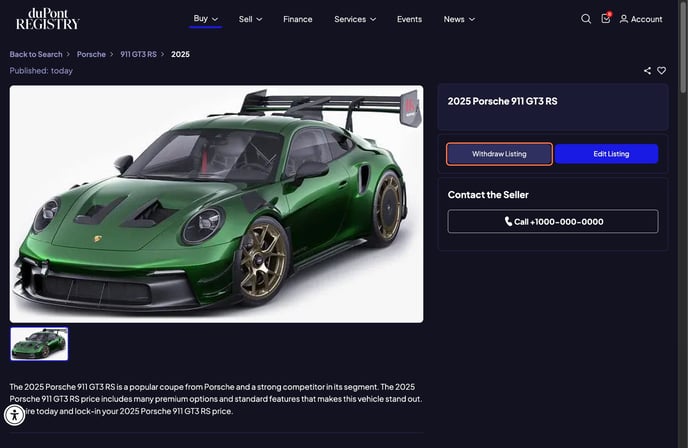 Click Withdraw Listing